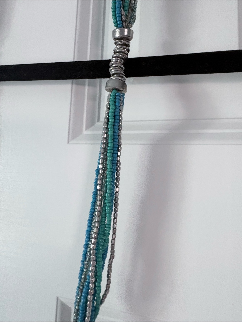 LOFT Teal and Silver Multi-Strand Beaded Necklace - Picture 2 of 6